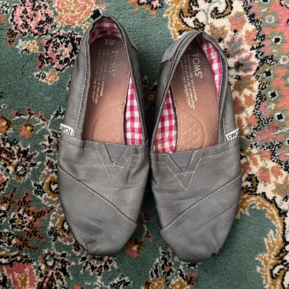 TOMS Gray Slip-Ons Size 6